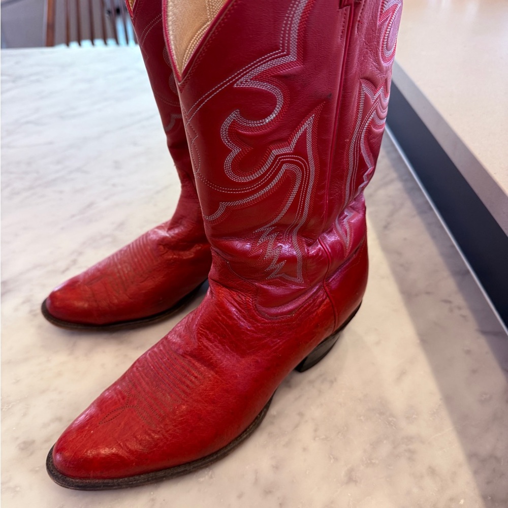Panhandle Slim Red and Cream Western Boots